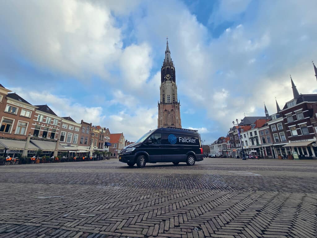 Falcker bus in the vibrant city of Delft - Grote Markt 