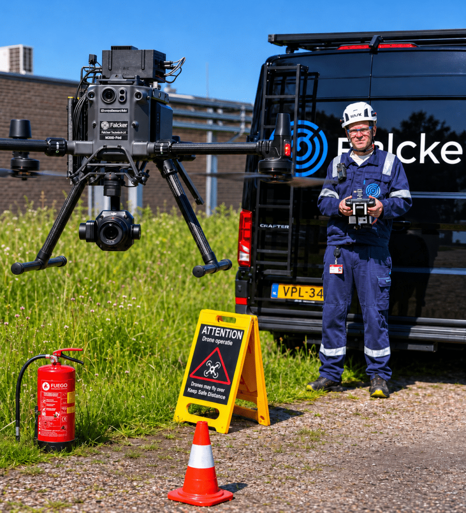 Nick inspecting with a drone